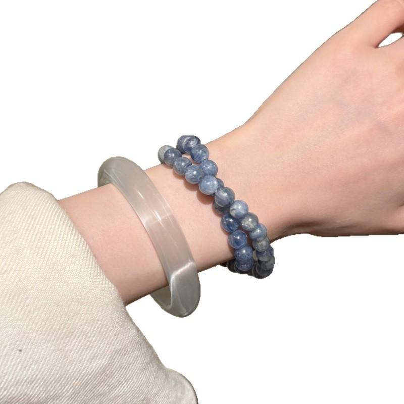 Natural Kyanite Double Circle Clear Quartz Bracelet Women Minimalist Elegant Delicate Beaded Jewelry Gift Friends