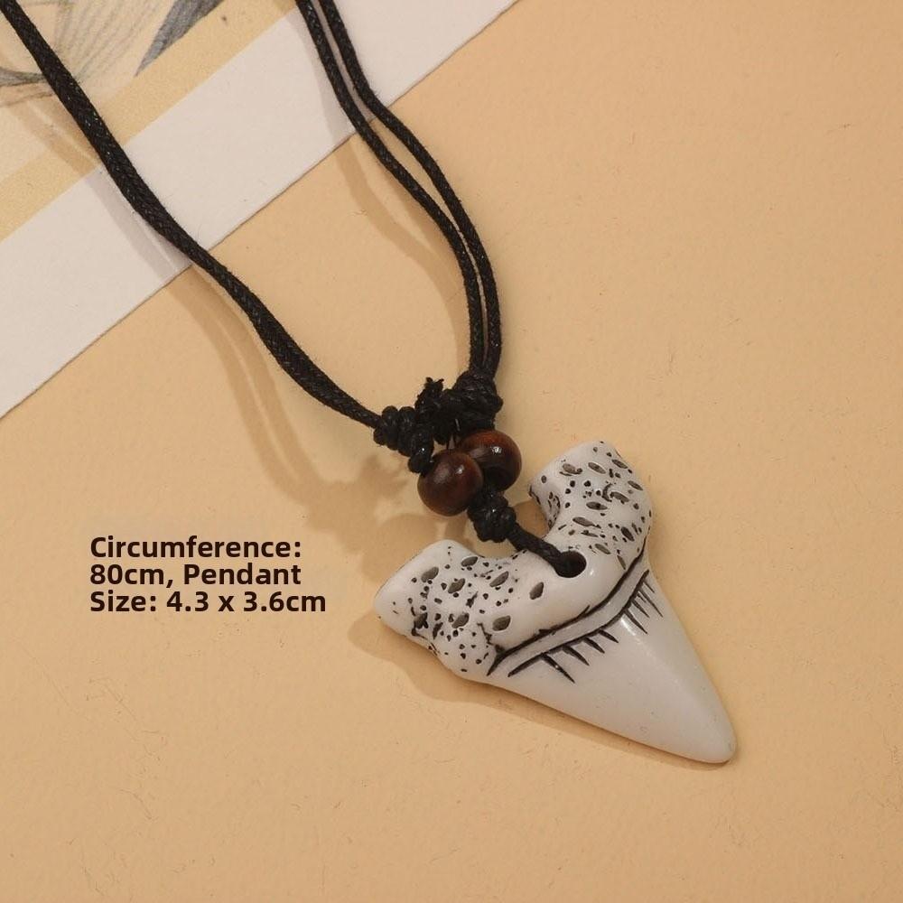 Ethnic style Shark Tooth Necklace Resin Tribal Style Pendant Gifts Sweater Chain