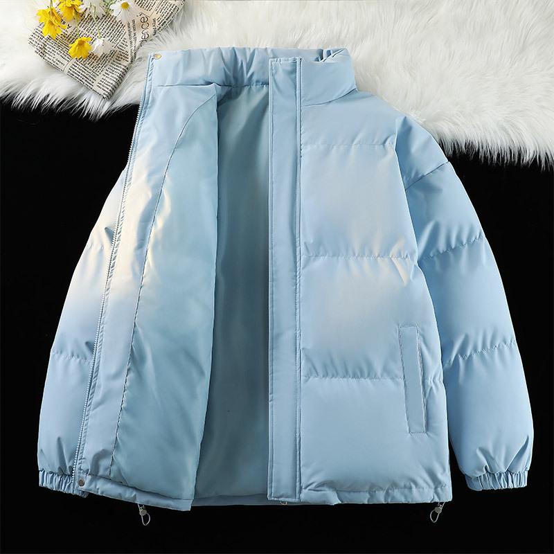 Herren Winter Daunen-Baumwolljacke im koreanischen Stil - Stehkragen, einfarbig, vielseitig, lockere Passform, Partnermantel