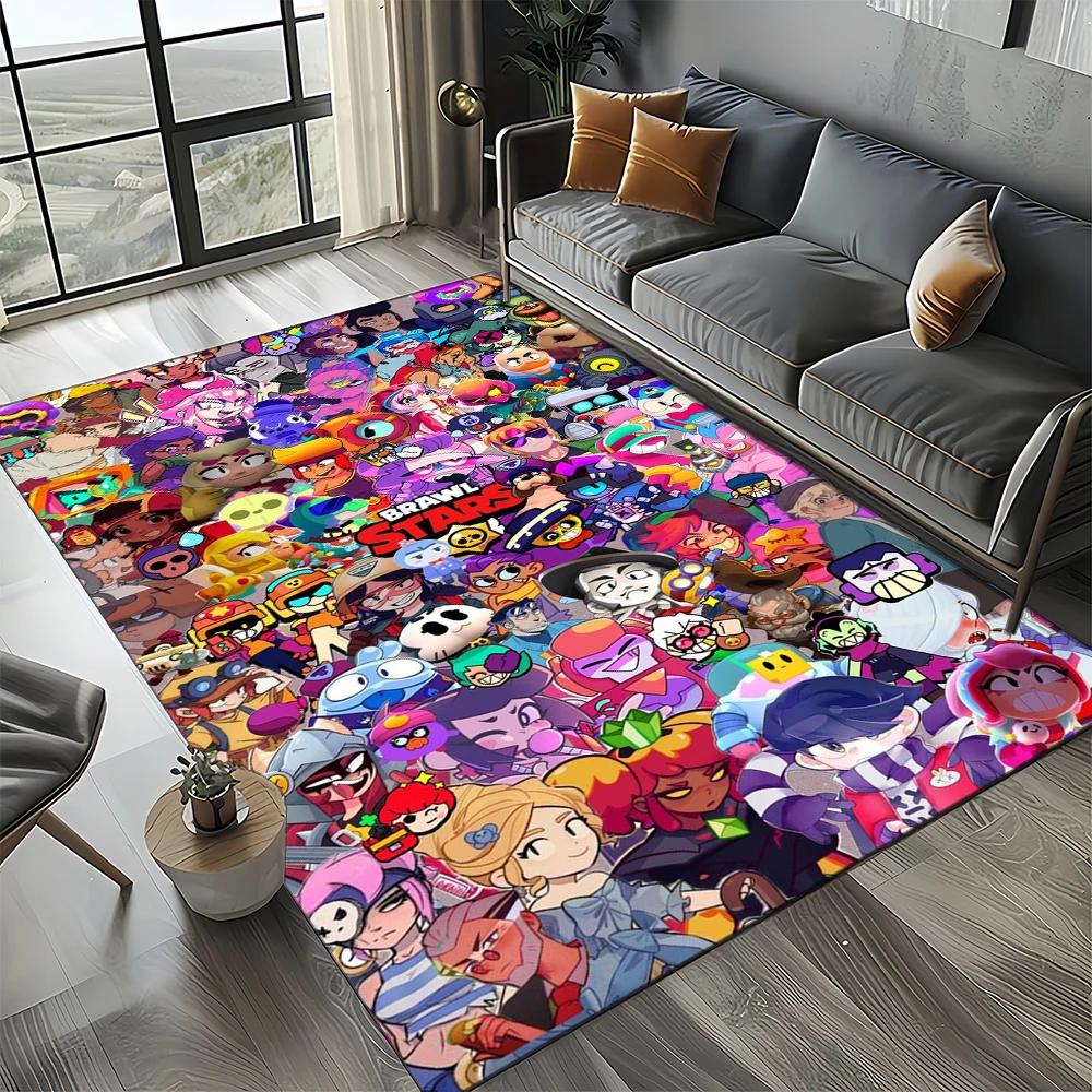HOT B-Brawlls Cartoon Game 3D Print Rug Carpet for Living Room Bedroom Home Decor,kids Play Non-slip for Sofa Doormat