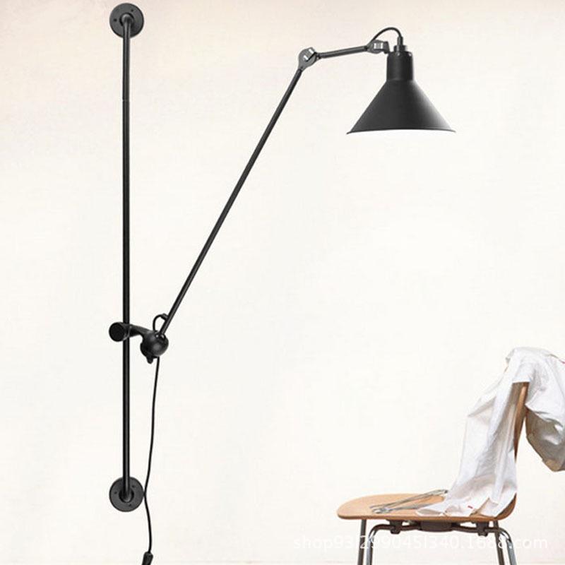 Minimalist Industrial Rotating Rocker Arm Wall Lamp with Eye Protection for Living Room, Bedroom, and Dining Area