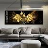 Černá Zlatá růže Květ Motýl Abstraktní Nástěnná malba Obraz Plakát Horizonta Obraz pro obývací pokoj Výzdoba pokoje