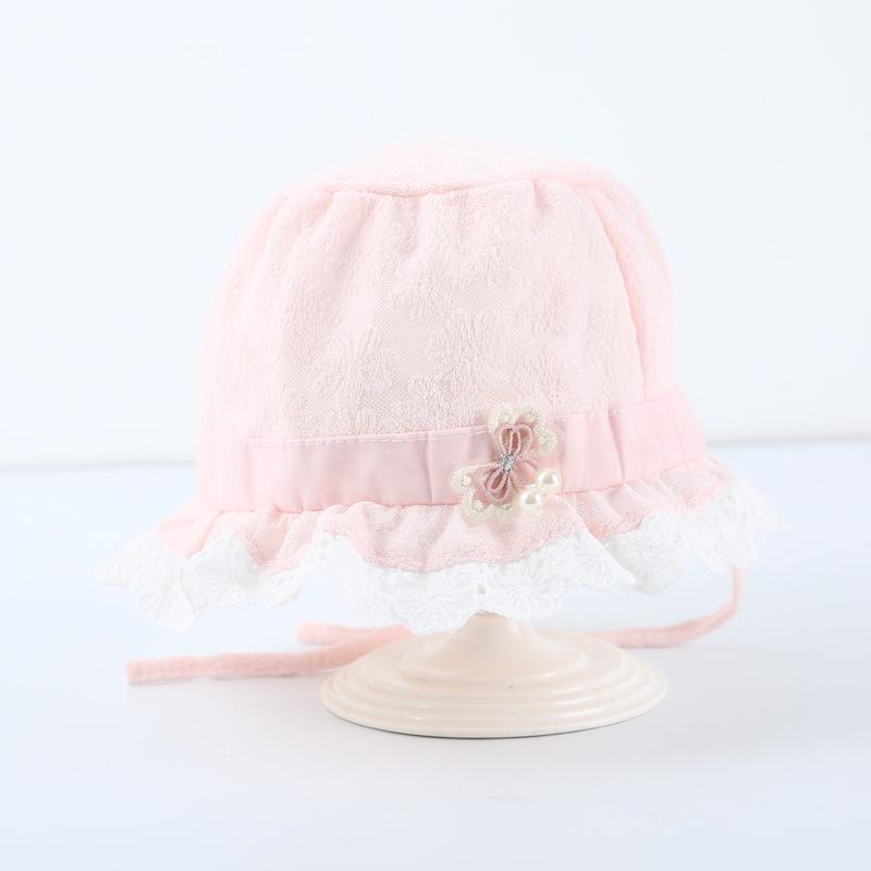 Lace Trim Infant Fisherman Hat with Ear Protection – Stylish Newborn Accessory