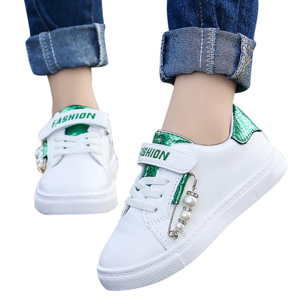 Children Infant Kids Baby Girls Scale Pearl Single Flat Princess Sport Shoes