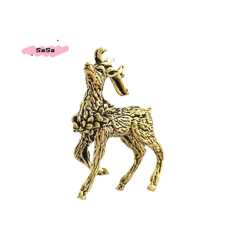 S-1 Pc Deer Ornament Deer Statue Miniature Sika Miniature Figurines Solid Brass Tabletop Decoration Deer Sculpture Ornaments