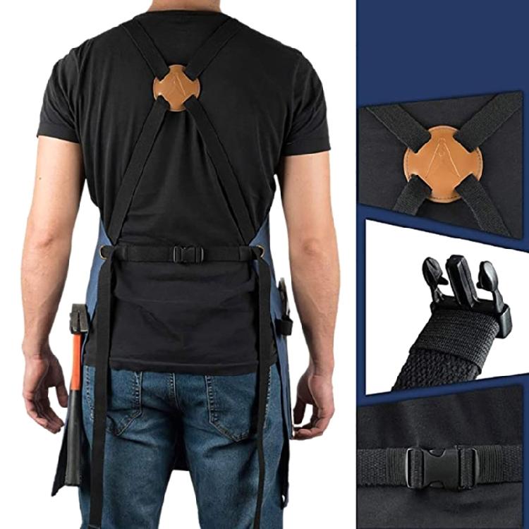 Robuste Arbeits-Schürze, Baumwoll-Canvas, Verstellbare Kreuz-Rückenbänder, Unisex