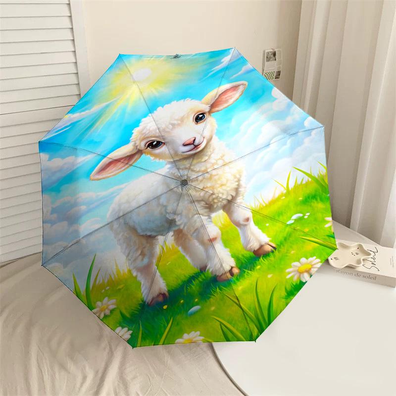 

1PC lamb fieldAutomatic Open/Close Umbrella with Windproof, 8-Rib Sturdy Canopy, Durable Ribs, Fashionable Design1243A