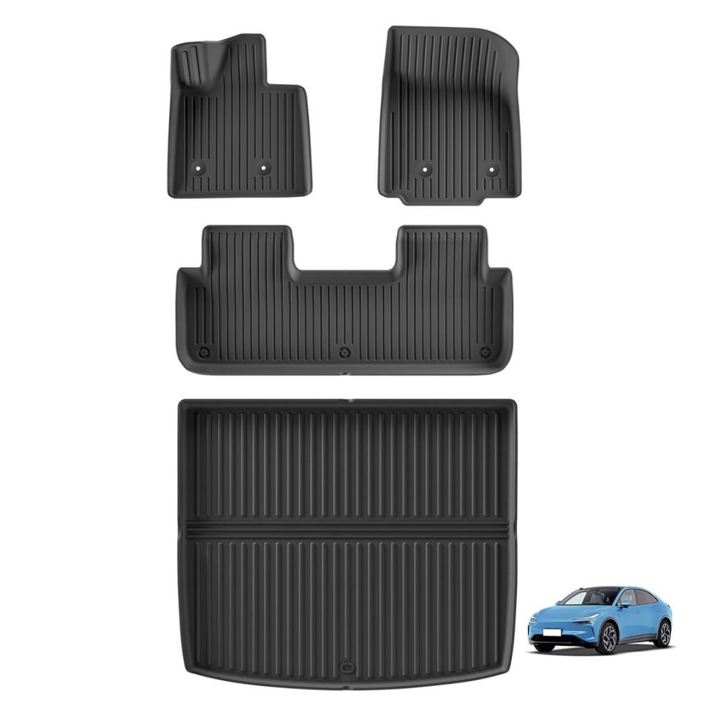 for Onvo L60 2025 2025 Car Floor Mats Cargo Liner Trunk Pad TPE 3D Foot Mat Waterproof Odorless Tray Set BLACK