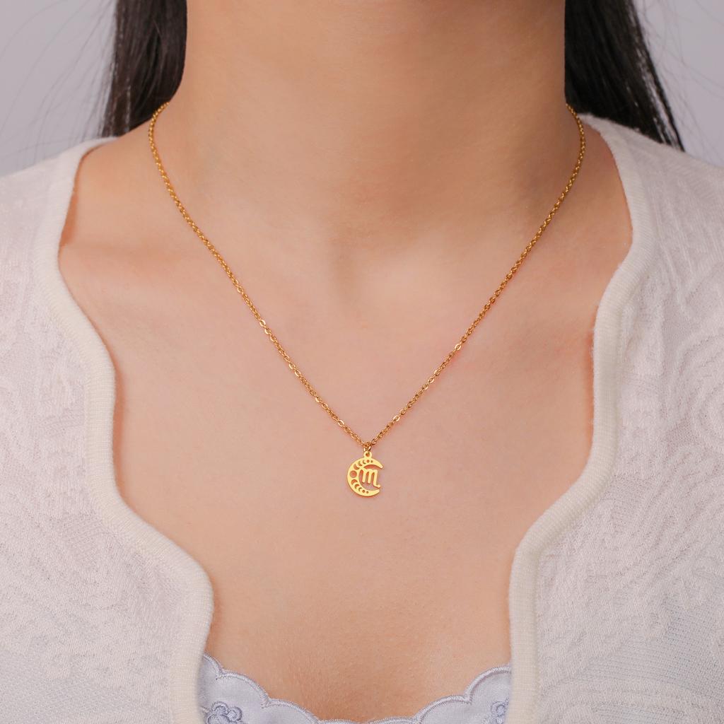Jeshayuan Small Size 12 Constellations Pendant Necklace For Women Moon Virgo Leo Taurus Gemini Choker Party Lucky Jewelry Gift