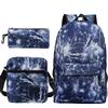 Multi-color blank backpack three-piece set Student Oxford cloth backpack + shoulder bag + pencil case three-piece set