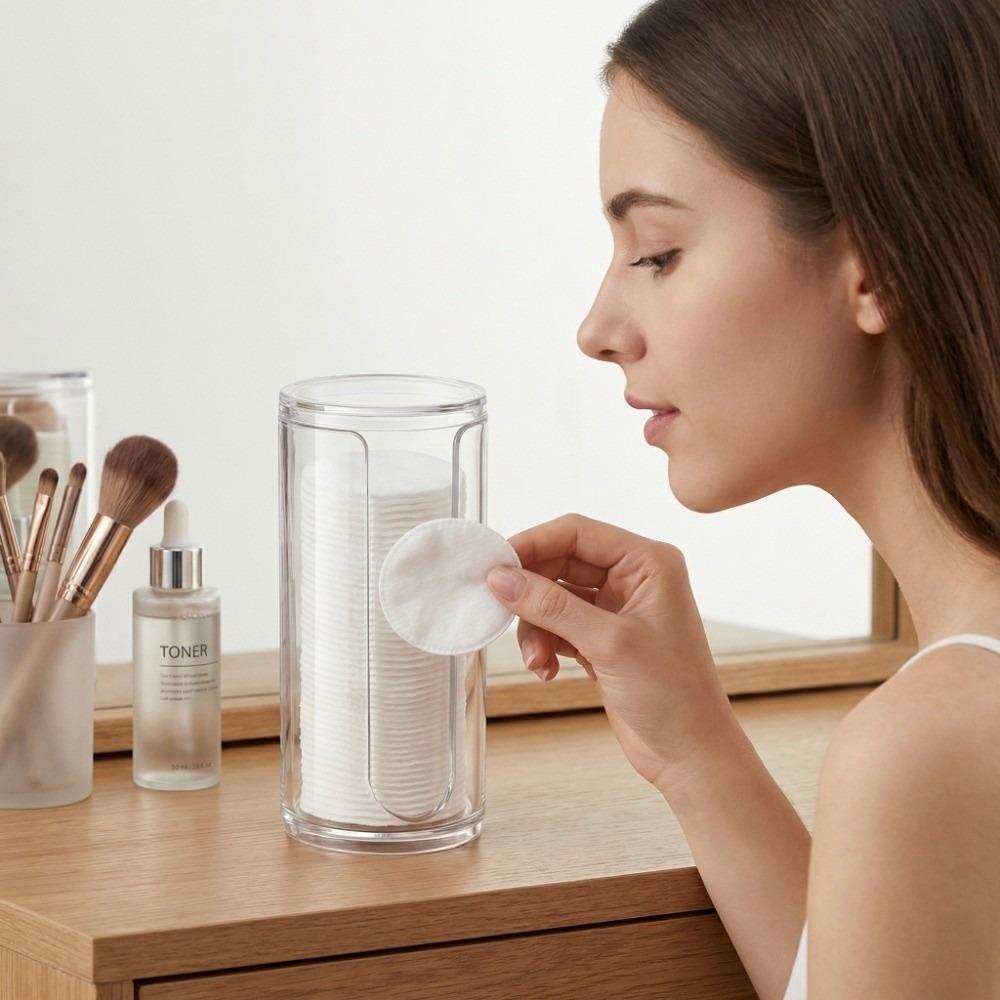 Practical Storage Jar Dustproof Cotton Swab Box Stylish Makeup Pad Holder  Home Storage