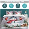 Winter Snowman Three-Piece Quilt Cover 3D Digital Printing Bedding Set Bed Cover