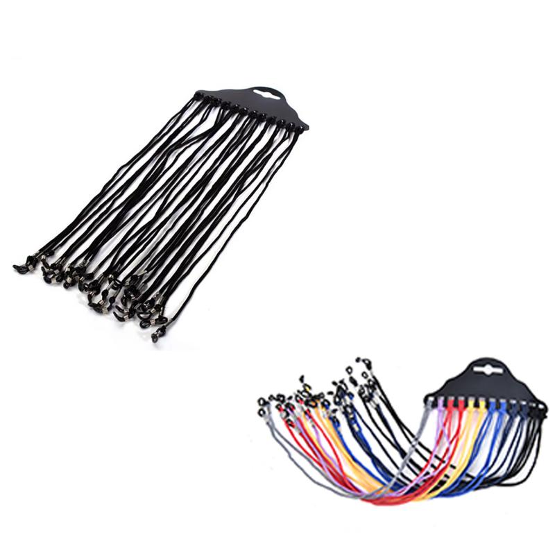 New 12pcs/lot Black Multicolor Eyeglass Glasses Sunglasses Neck Cord Strap String Lanyard Holder Adjustable Neck String Strap