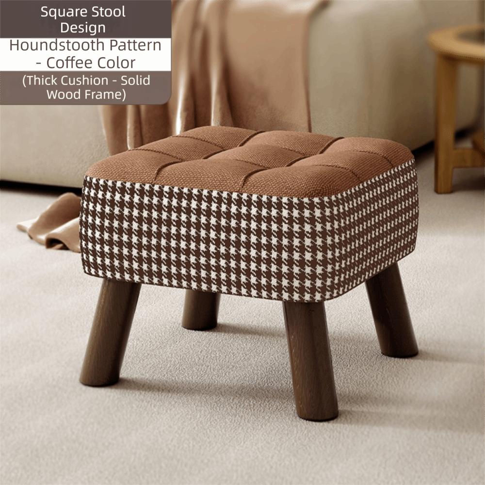 Sturdy Wooden Legs Low Stool Soft Upholstered Seat Cream Style Ottoman Ottoman  Daily Home Use