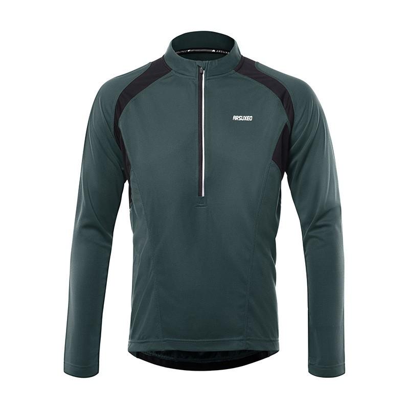 Men Women Quick Dry Cycling Jersey Long Sleeve Mountain Bike Top Breathable Half Zip Sportswear
