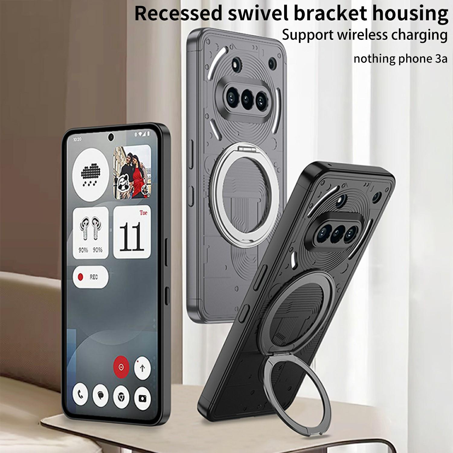 

For Nothing Phone (3a) Case Magnetic Kickstand Hard PC Shockproof Phone Cover Grey