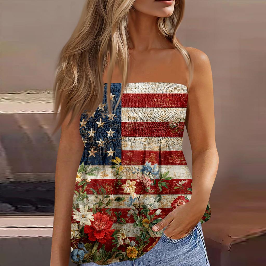Sommer Schlauchtops für Damen, Niedliches Sexy Off-Shoulder Print Ärmelloses T-Shirt