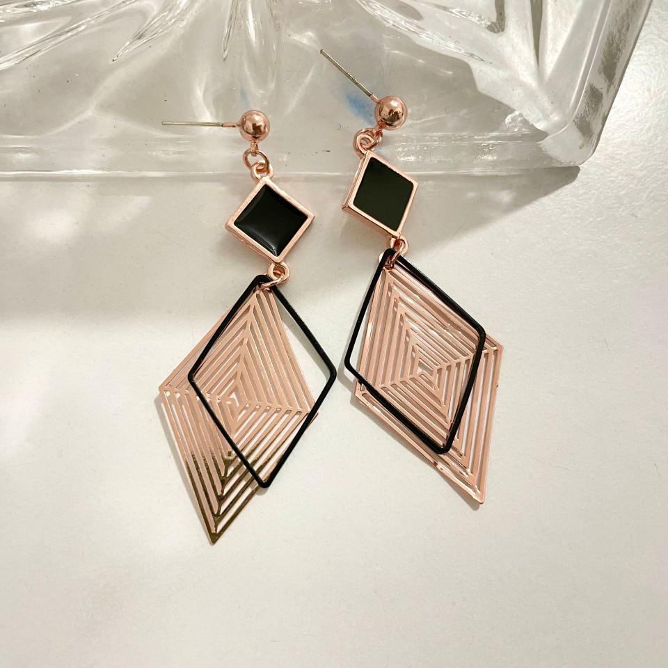 

Корейские серебряные серьги s925 в форме геометрического ромба - Модные, Длинные, Стройнящие золотой