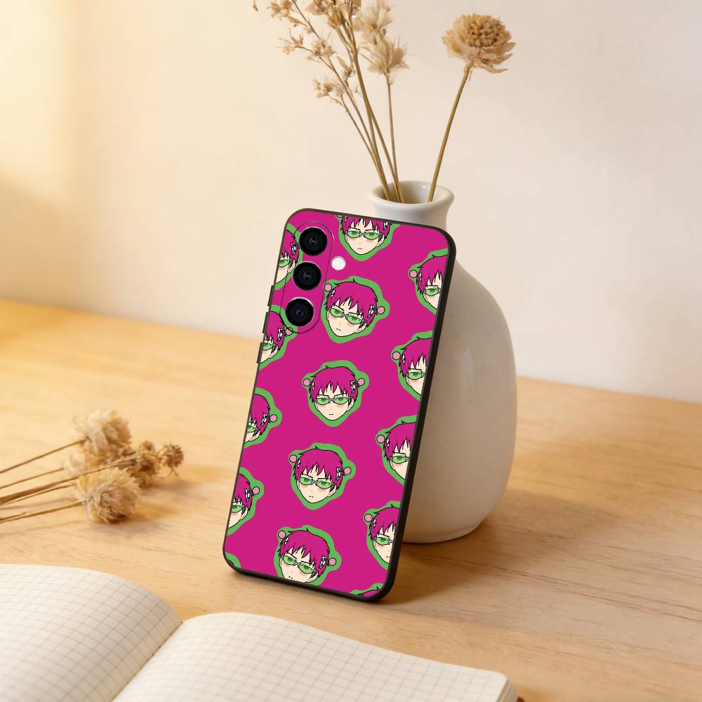 

Kusuo Saiki Phone Case Black Silicone Soft For Samsung Galaxy A73,A72,A71,A70,A53,A52,A51 Samsung a21s