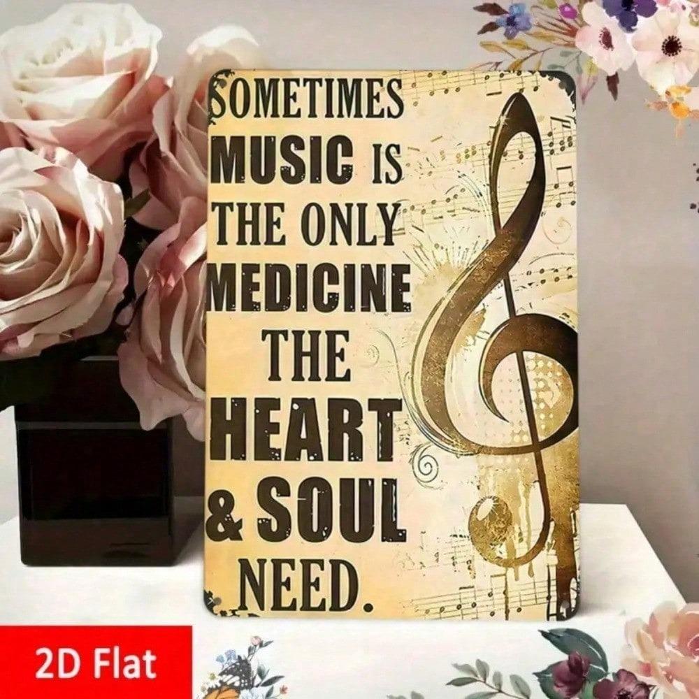 Vintage Music Medicine Metal Tin Sign 8x12in Soulful Wall Decor Bedroom Studio Gift