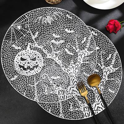 Nordic Hollow PVC Placemat Halloween Pumpkin Decoration Western Style Mat Thermal Insulation and Anti Slip Dining Table Mat