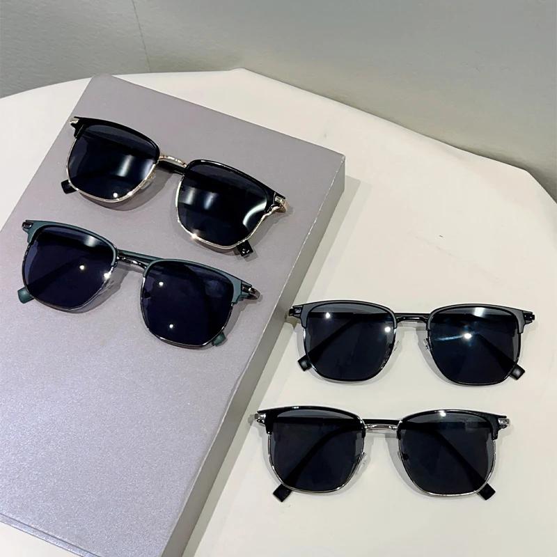 Vintage Square Sunglasses Men  New Fashion Korean Style Black Shades Women Trendy Stylish Brand Design Sun Glasses