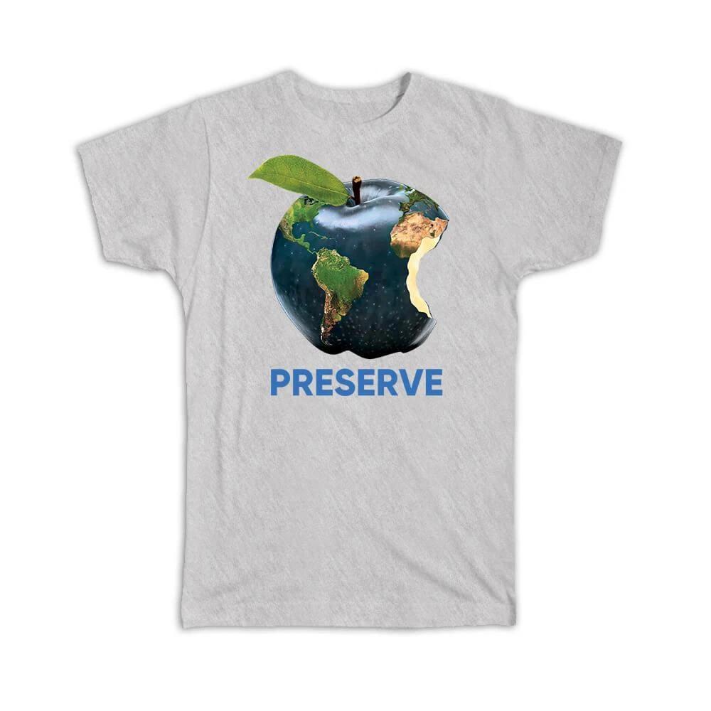 Gift T-Shirt : Ecolife Earth Apple Map Protect Our Planet Climate Friendly 3XL