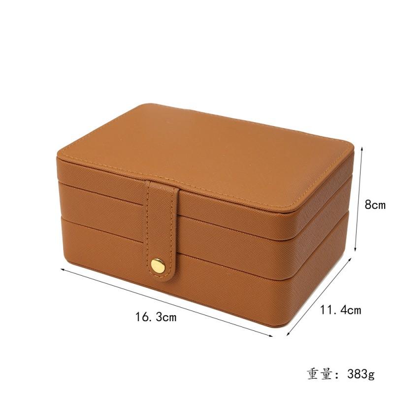 3-Tier PU Leather Jewelry Organizer Box With Dustproof Cover Earrings Studs Rings Storage