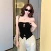 Xiaoxiangfeng celebrity diamond-encrusted sling vest for women's Chunqiu pure desire one-word shoulder tube top with chest pad
