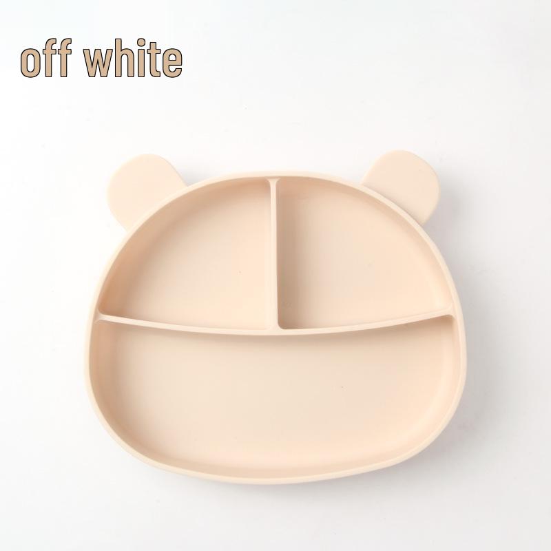 Silicone Bear Suction Baby Plate - Anti-Fall, Compartmented Self-Feeding Bowl