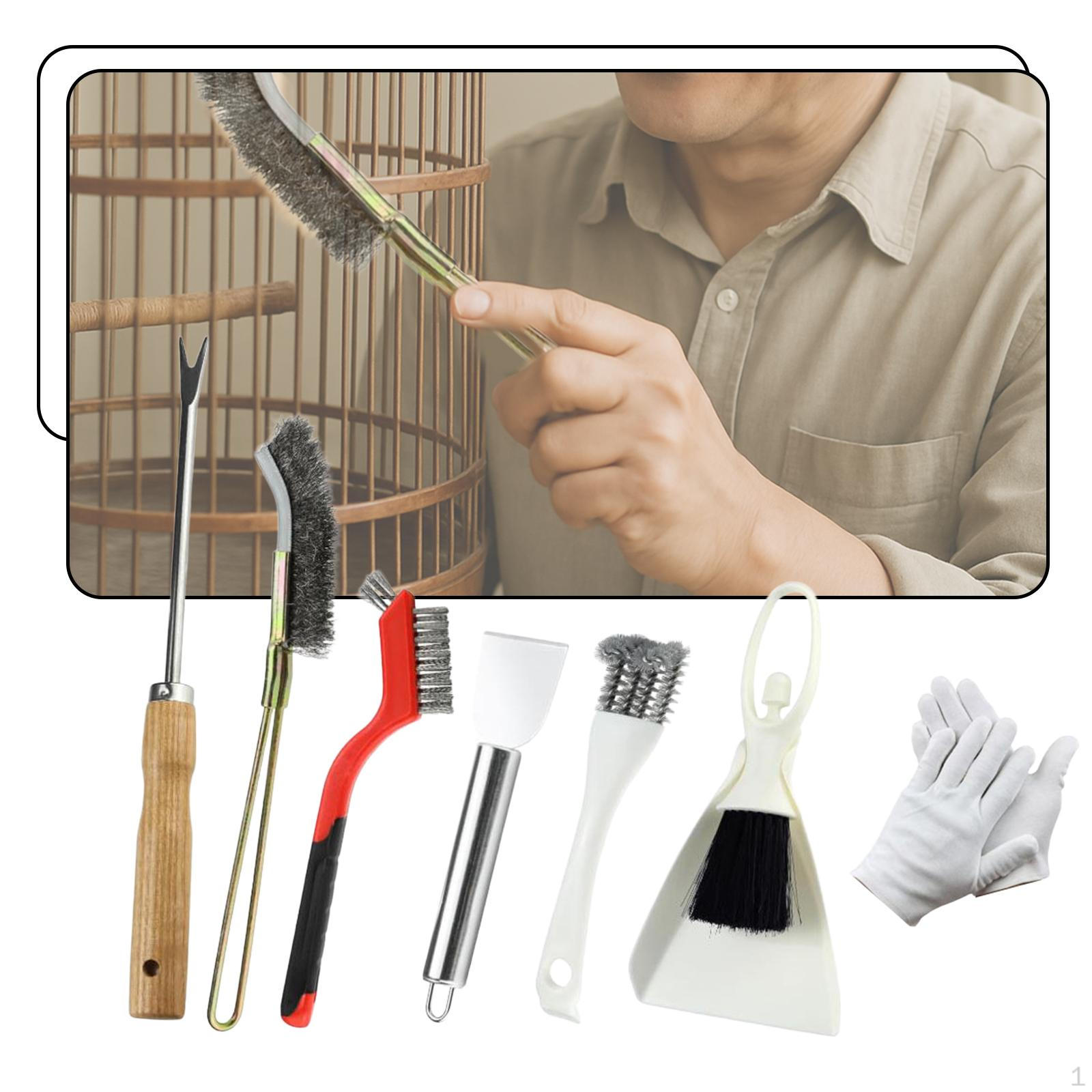 

Набор из 7 предметов инструментов для чистки птичьей клетки Инструмент для удаления Попугайчик, Принадлежности для питомцев, Аксессуар для птичьей клетки, Птица