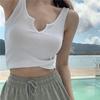 French V-neck Solid Color Camisole Vest for Women with Sense of Design Niche Summer Outer Wear Sports Beautiful Back Slimming Hot Girl Top