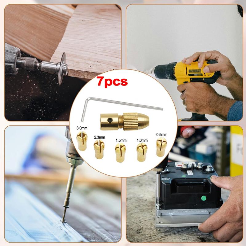 7Pcs/set Drill Chucks Adapter 0.5mm-3.2mm Mini Drill Chucks For Dremel Chuck Adapter Micro Collet Brass For Power Rotary Tool