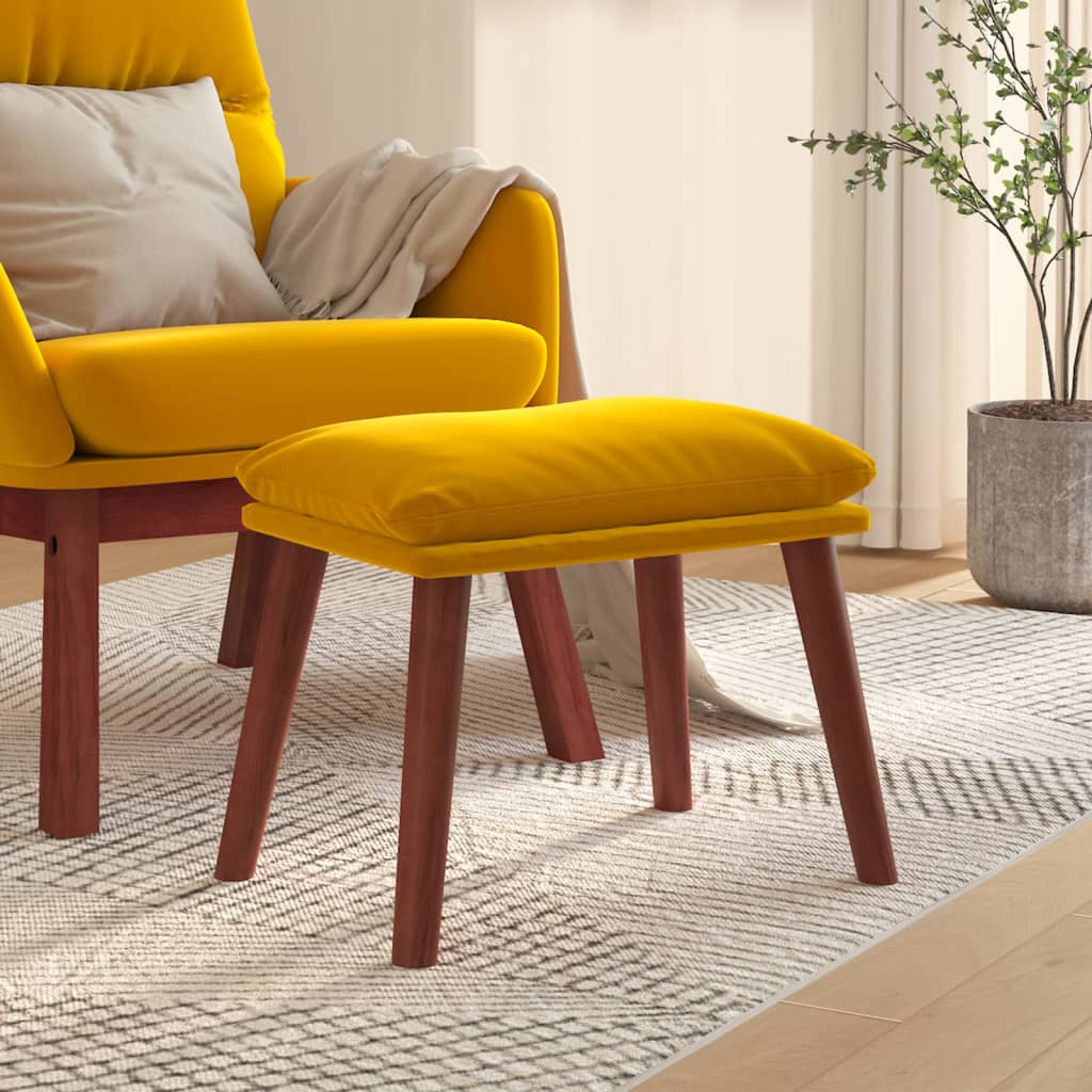 Footstool Mustard Yellow 45 X 29.5 X 35 Cm Velvet