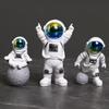 3pcs Astronaut Figurine Home Decor Astronaut Statue Sculpture Showpiece Decor Golden (Gradient Blue)