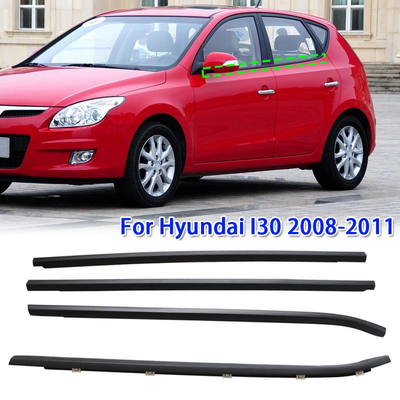4pcs/set Black Car Door Window Glass Weatherstrip Trim For Hyundai I30 2008-2011 822102L000 Waterproof Pressure Sealing Strip