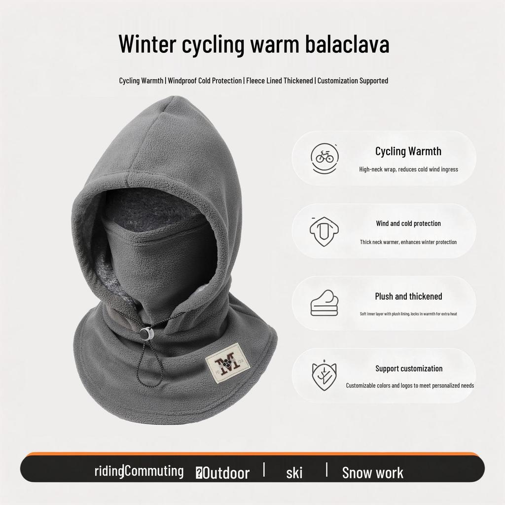 Unisex Windproof Cycling Hat with Face and Neck Protection - Velvet Lined, Thickened for Autumn & Winter