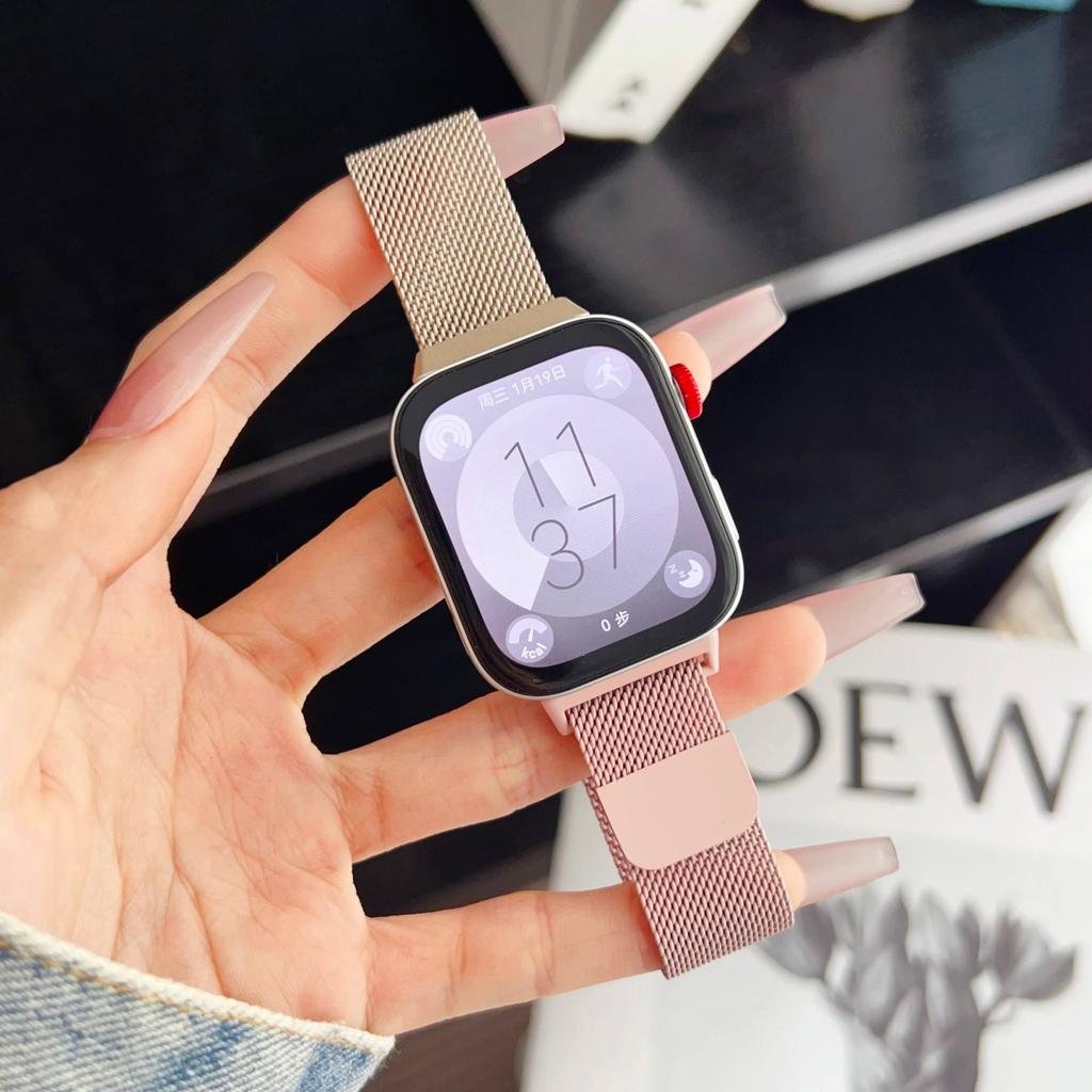 Milánský magnetický řemínek s přezkou pro Huawei Watch Fit4 Pro náramek s poutkem na zápěstí pro Huawei Fit3 nerezový pásek