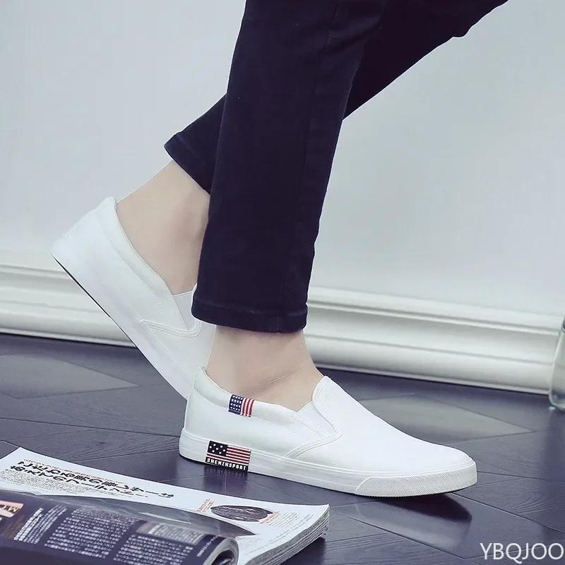 Mode Herren Freizeitschuhe Canvas Luxus Herren Slipper Atmungsaktiv Slip-on Flats Herren Vulkanisierte Schuhe Weiß Fahrschuhe Übergröße 47