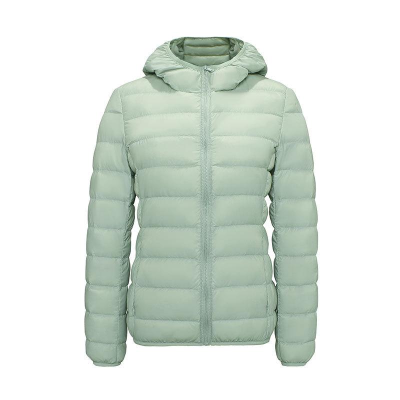 New light down jacket women's hooded short large size light white duck down fashionable white duck down jacket winter