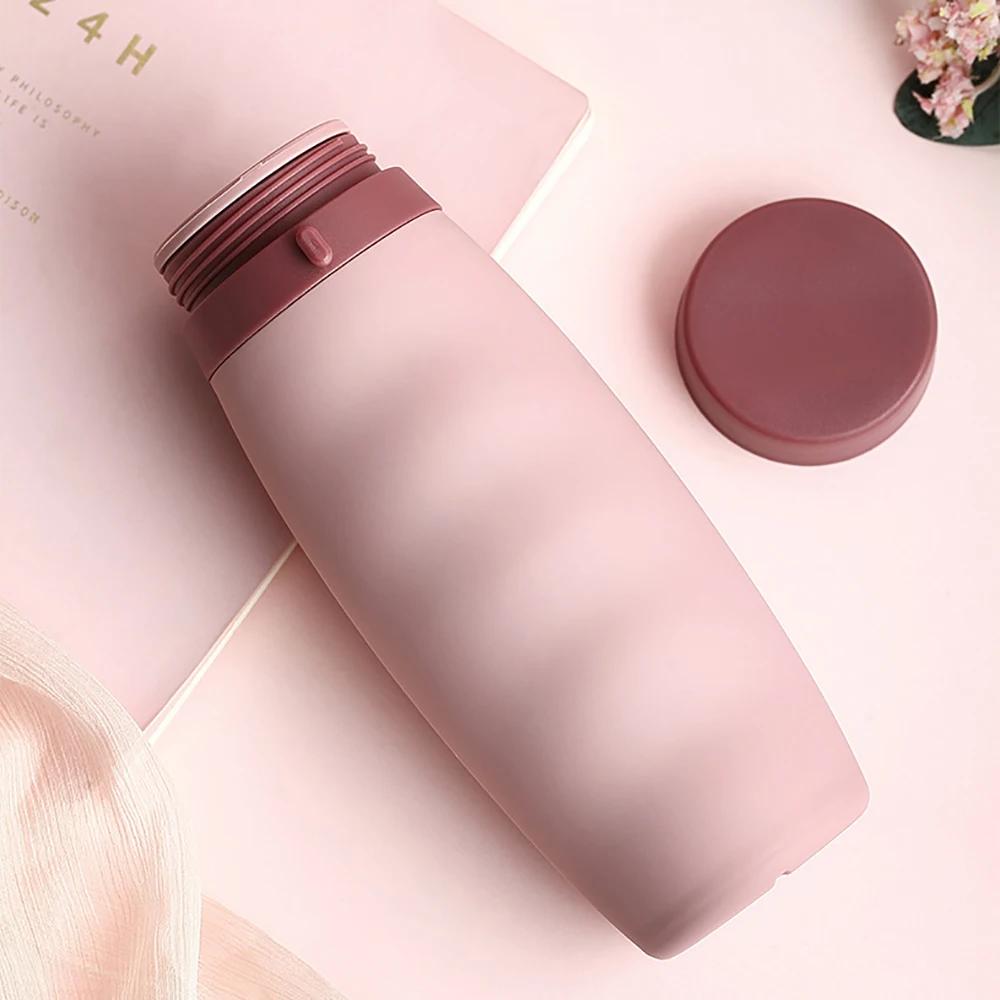 Collapsible Silicone Water Bottle 600ml, Portable Sports Water Cup for Hiking, Travel & Gym, BPA Free, Leak-Proof