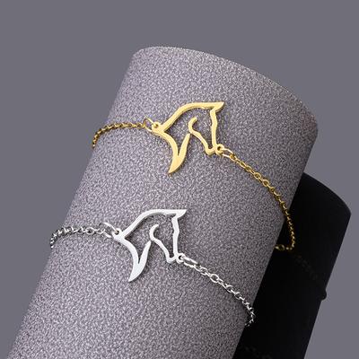 Stainless Steel Hollow Unicorn Horse Head Charm Bracelet Stainless Steel Chain Bracelets For Women Girls