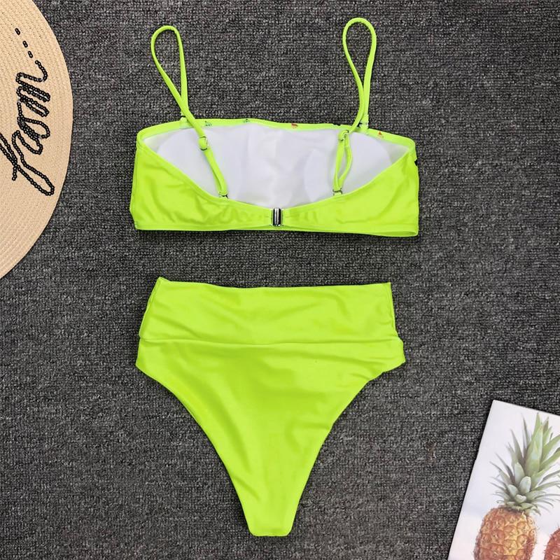 2 Piece Heart Print Bandage Swimsuit Bikini Set Push Up Swimwear High Waisted Girls Bathing Suit