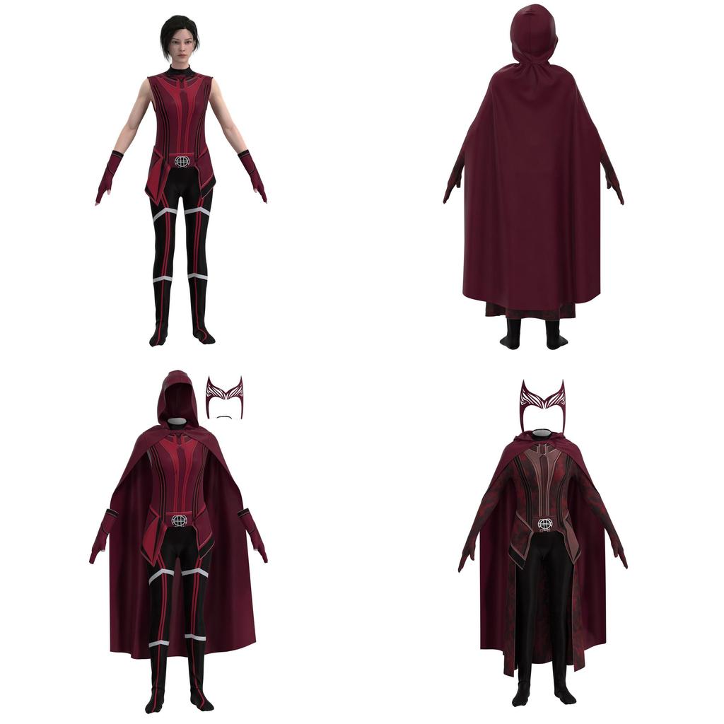 Hochwertiges Polyester Scarlet Witch Halloween-Kostüm Für Mädchen und Erwachsene Atmungsaktiv und Bequem