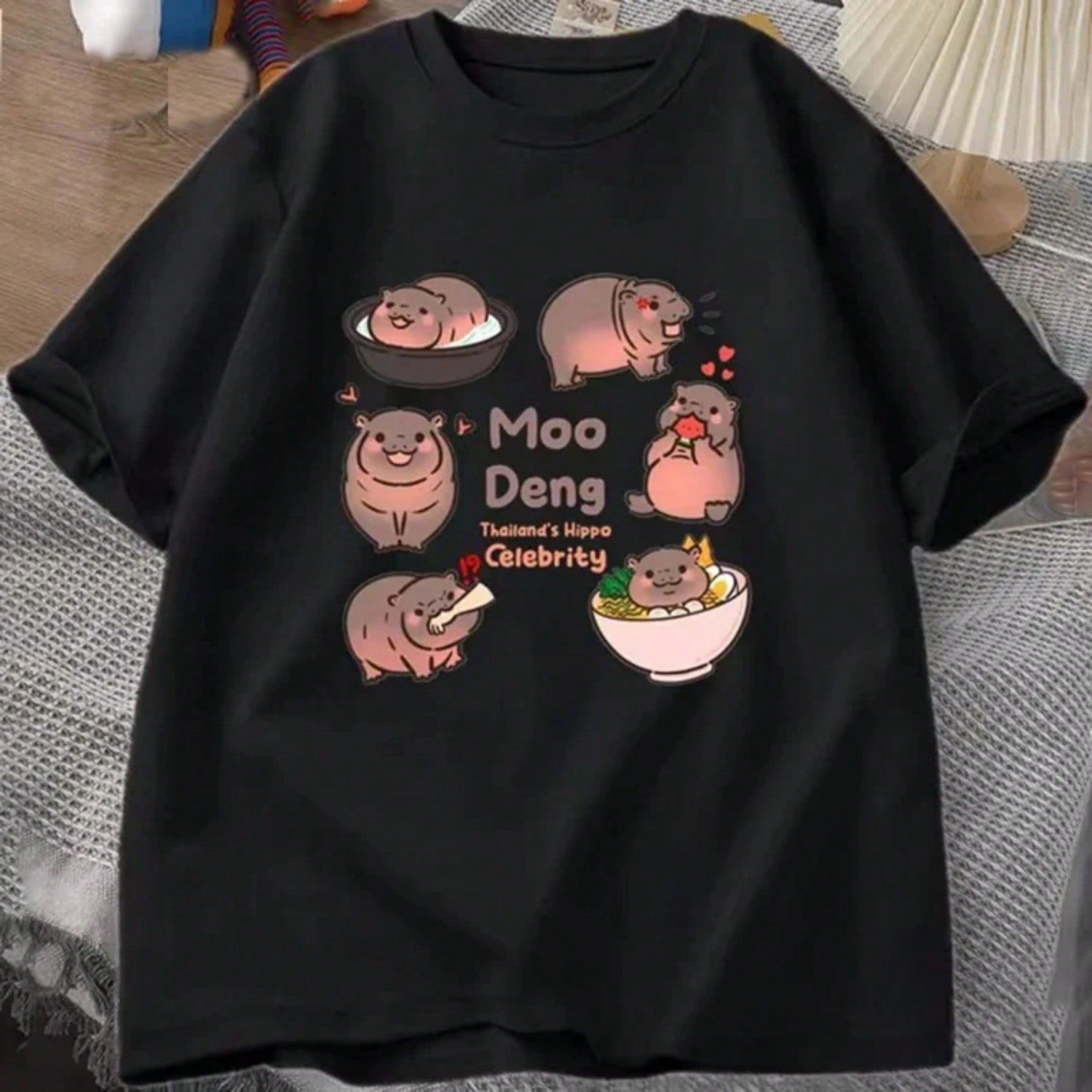 Moo Deng Bouncy Pig In Hippo Khao Kheow Open Zoo T-Shirt Funny Moo Deng T Shirt unisex s Wounisex Short Sleeve Tshirt S разноцветный