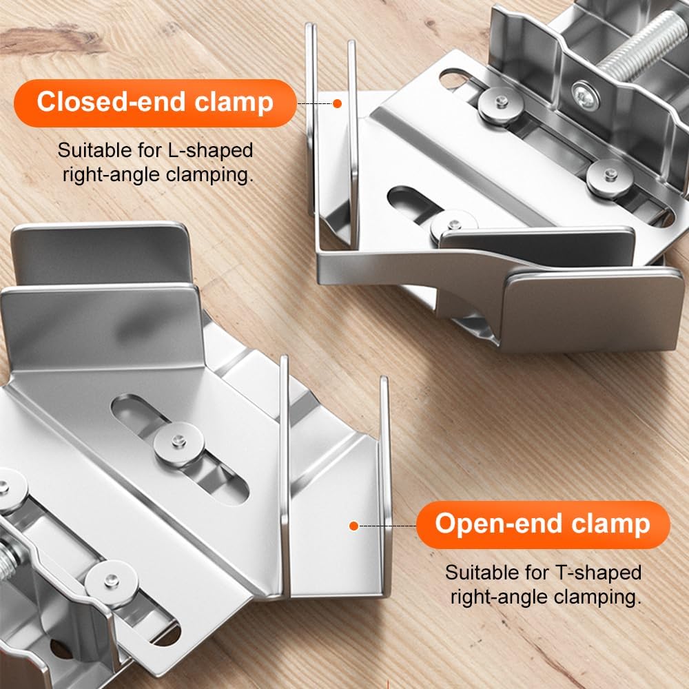 Quick Right Angle Fixing Clip, Multipurpose Stainless Steel 90° Degree Corner Clamp for Woodworking, T-shaped Right Angle Clamping Tool with