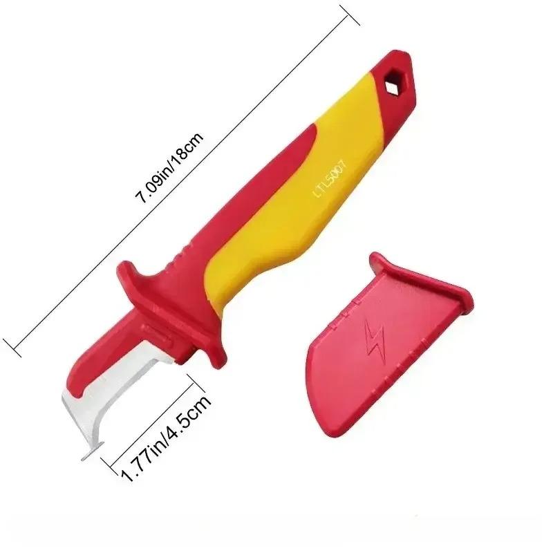 Electrician Knife Insulated Cable Stripping Snips Straight Curved Hook Fixed Blade Wire Stripper Peeling Hand Tool