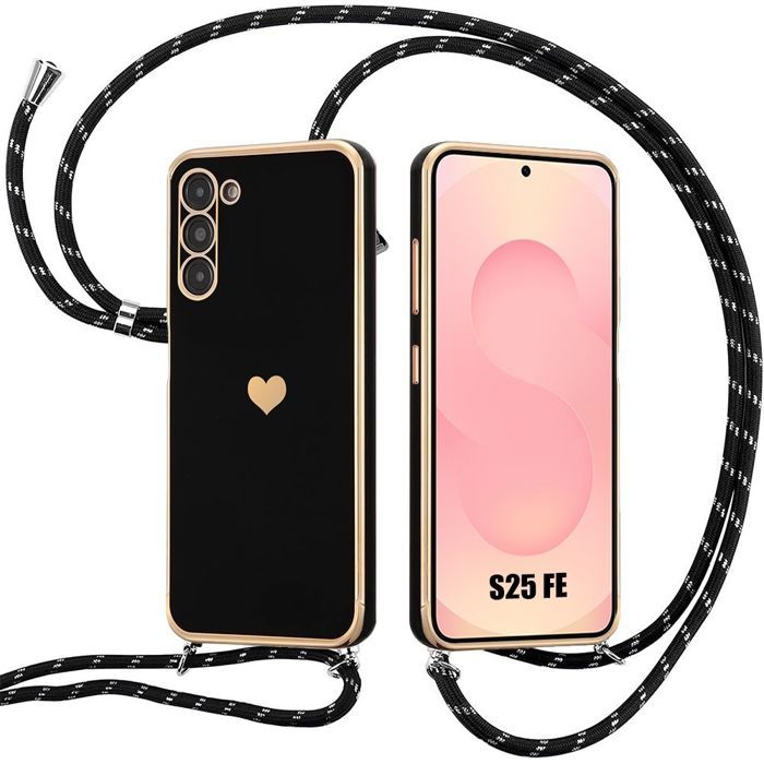 Coque pour Samsung Galaxy S25 FE, Silicone Légère Anti-Rayures avec Bandoulière Vert Nuit