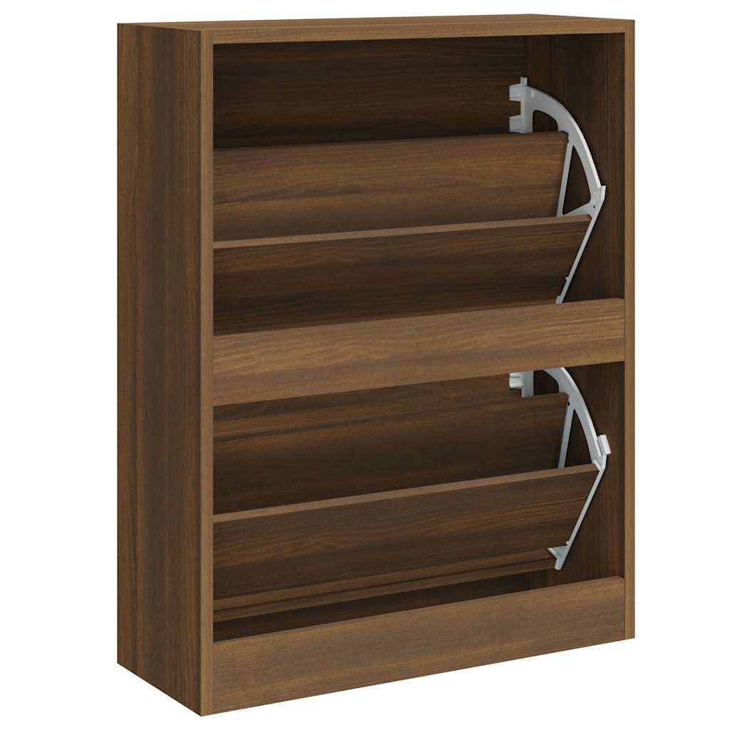 Shoe Cabinet in Brown Oak Effect 63 x 24 x 81 cm Particleboard