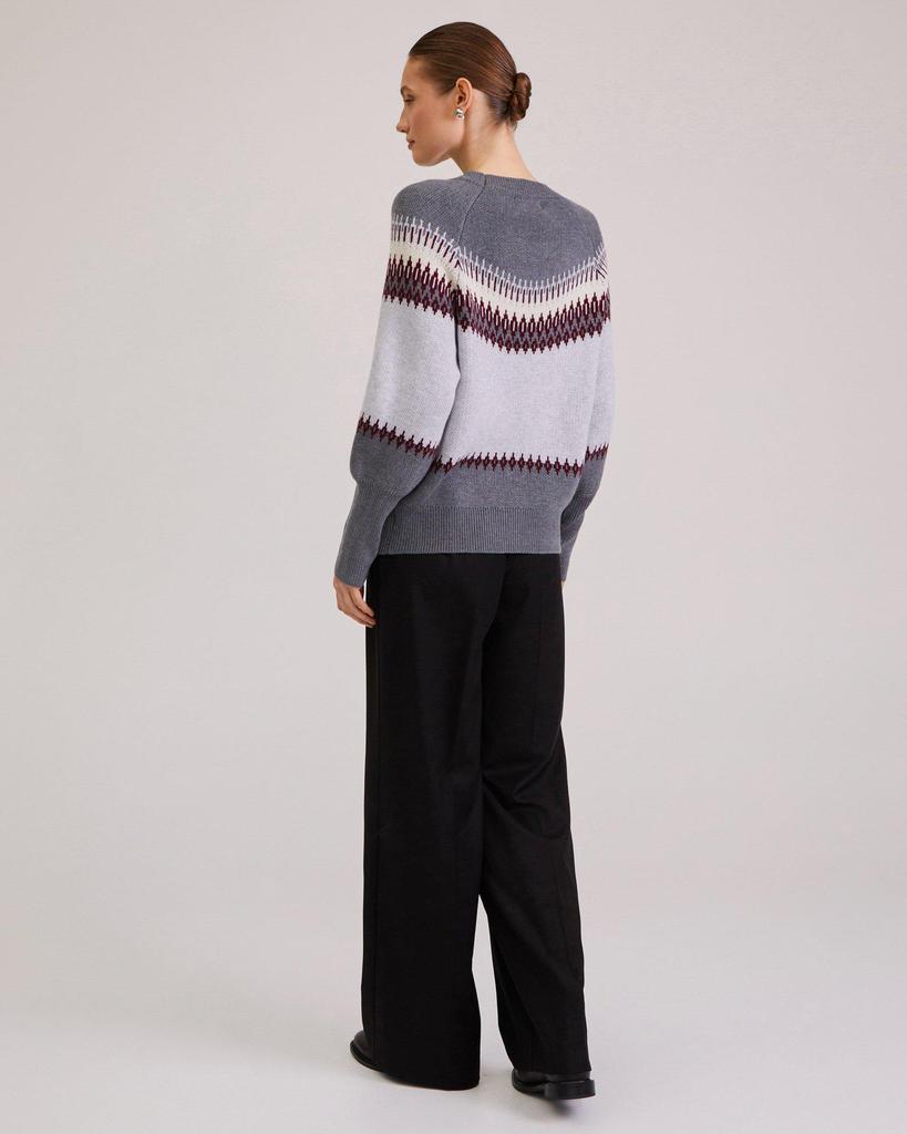 European & American Retro Patchwork Knit Sweater - Autumn/Winter, Round Neck, Long Sleeve